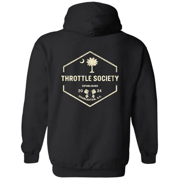 Throttle Society Vintage Palmetto Est. 2024 Zip Up Hooded Sweatshirt - Throttle Society