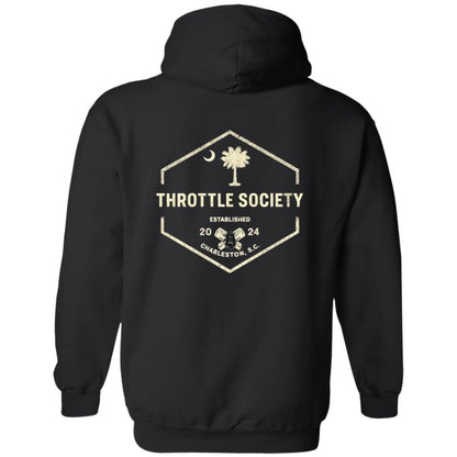 Throttle Society Vintage Palmetto Est. 2024 Zip Up Hooded Sweatshirt - Throttle Society