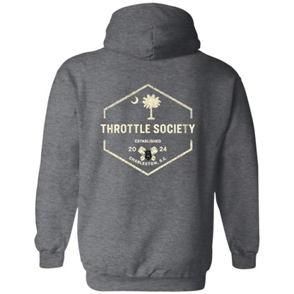 Throttle Society Vintage Palmetto Est. 2024 Zip Up Hooded Sweatshirt - Throttle Society