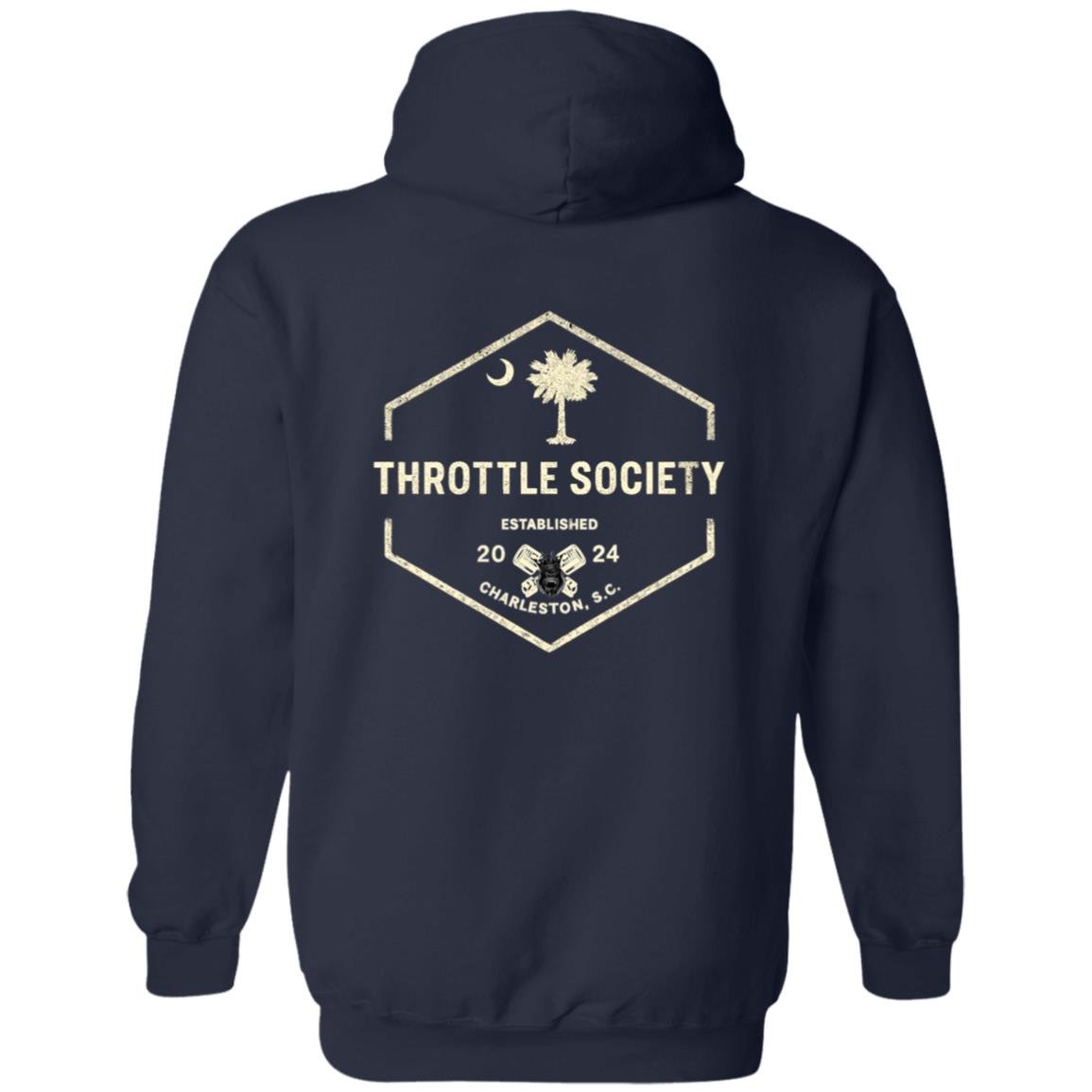 Throttle Society Vintage Palmetto Est. 2024 Zip Up Hooded Sweatshirt - Throttle Society