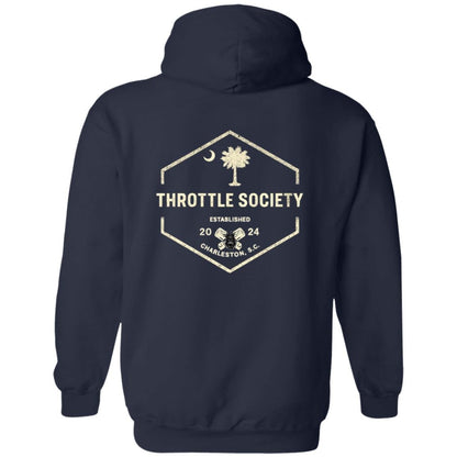 Throttle Society Vintage Palmetto Est. 2024 Zip Up Hooded Sweatshirt - Throttle Society