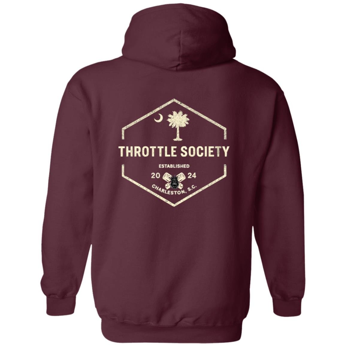 Throttle Society Vintage Palmetto Est. 2024 Zip Up Hooded Sweatshirt - Throttle Society