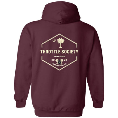 Throttle Society Vintage Palmetto Est. 2024 Zip Up Hooded Sweatshirt - Throttle Society