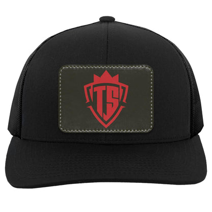 TS Red Logo Black Trucker Snap Back Hat - Throttle Society