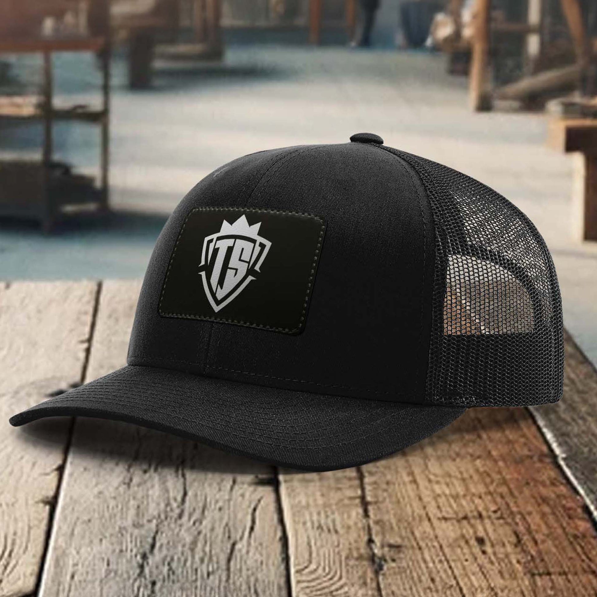 TS White Logo Black Trucker Snap Back Hat - Throttle Society
